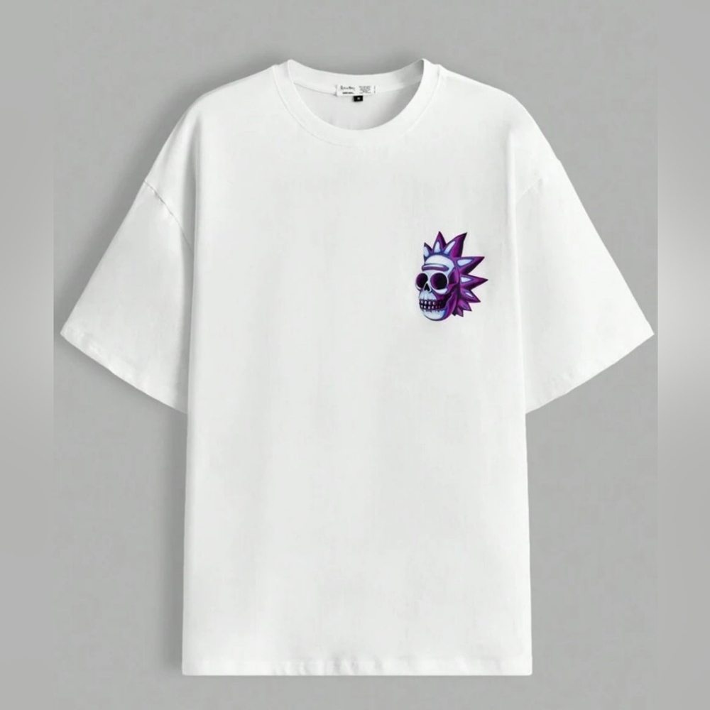 ⭐ NWOT Rick & Morty Airbrush Purple Graphic Oversized White Tee – XL
